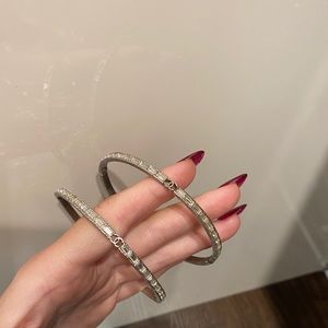 Chanel CC Logo Crystal Baguette Large Hoops